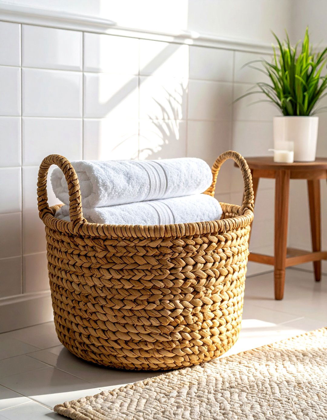 Woven Basket Storage - 30 Tuscan bathroom ideas