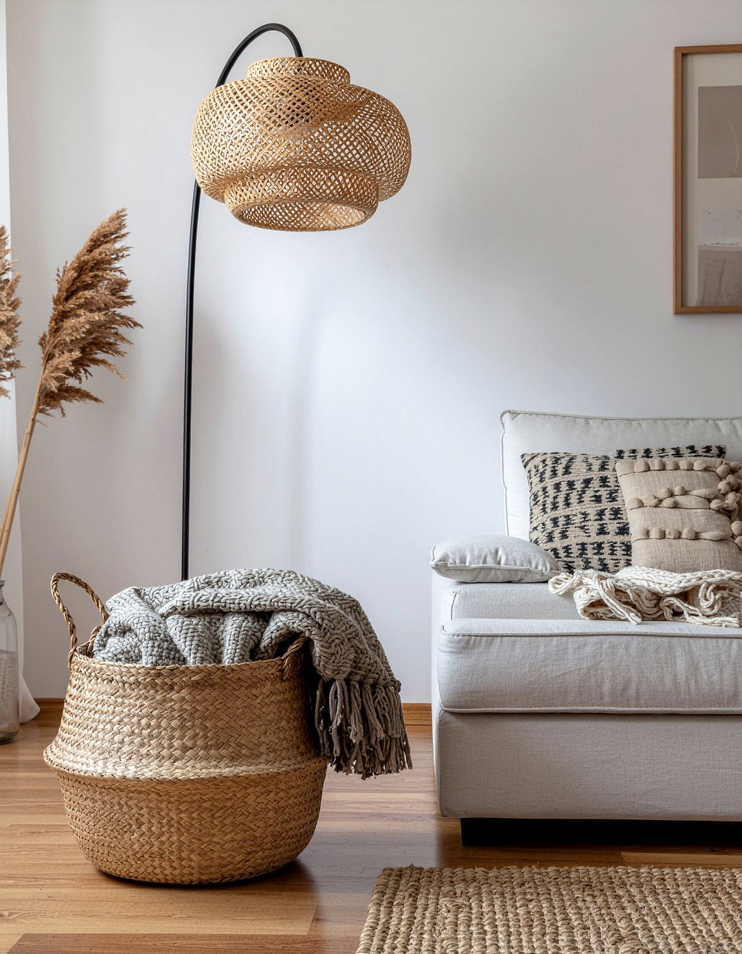 Woven Basket Storage - 30 cheap living room furniture ideas