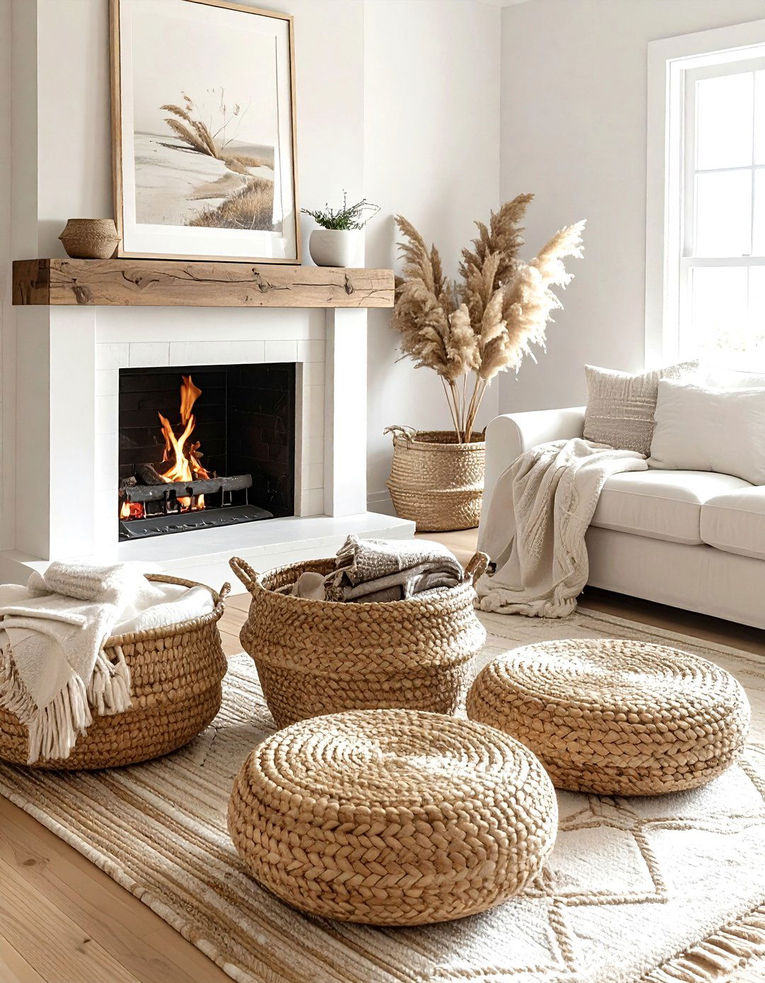 Woven Basket Storage - 30 affordable living room ideas