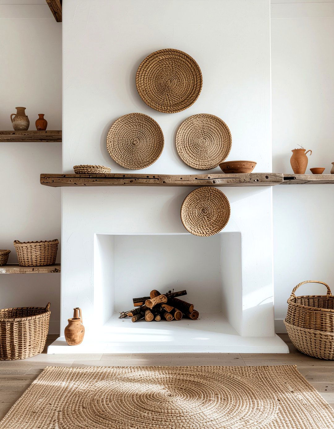 Woven Basket Wall - 30 everyday mantel ideas