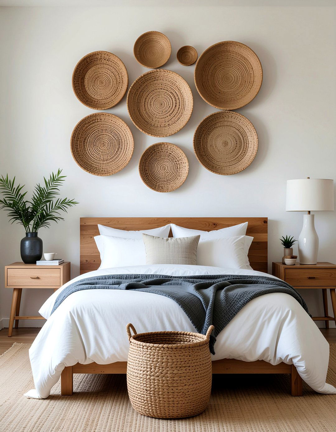 Woven Basket Wall Art - 30 handwoven bedroom ideas