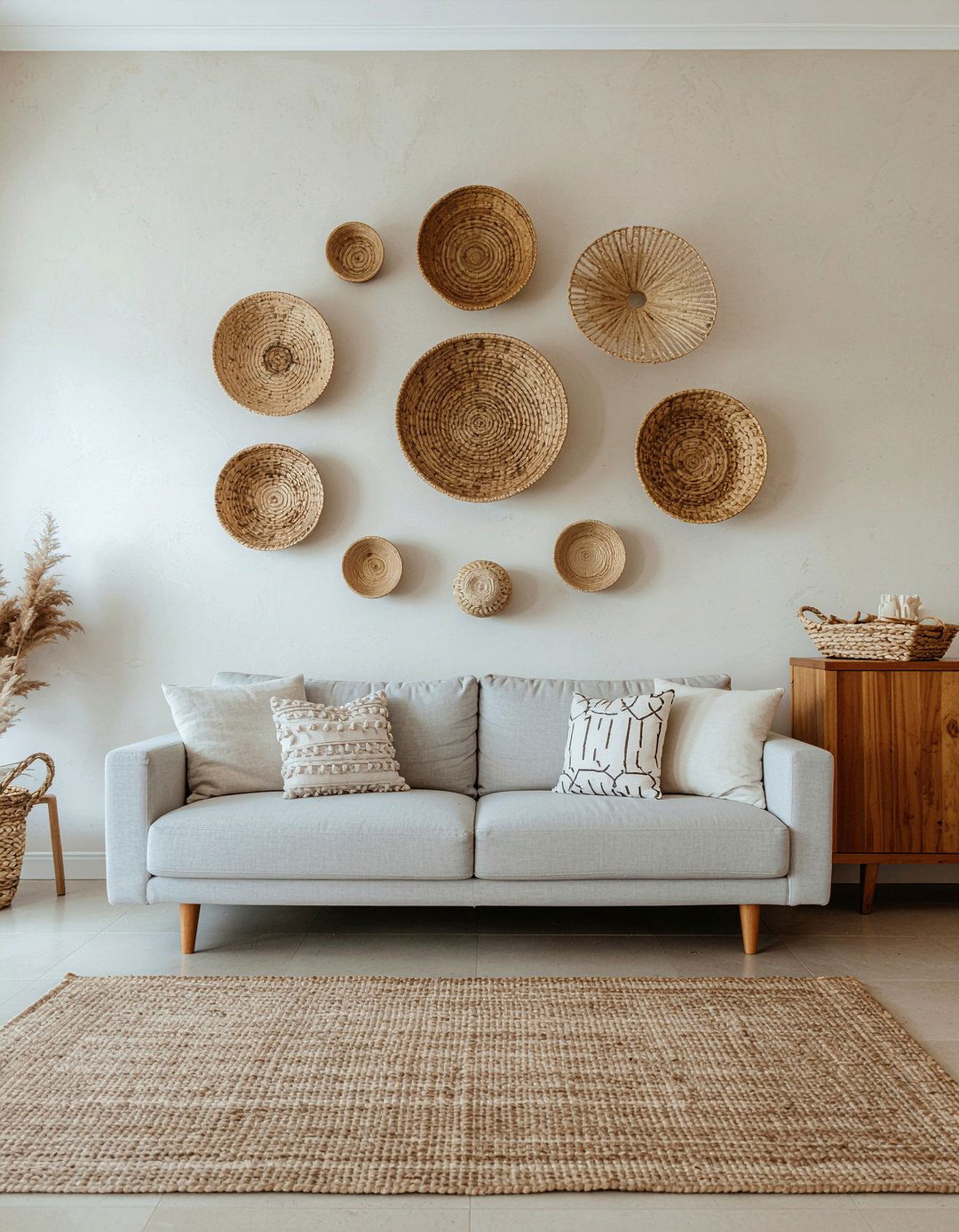 Woven Basket Wall Art - 30 Spanish living room ideas