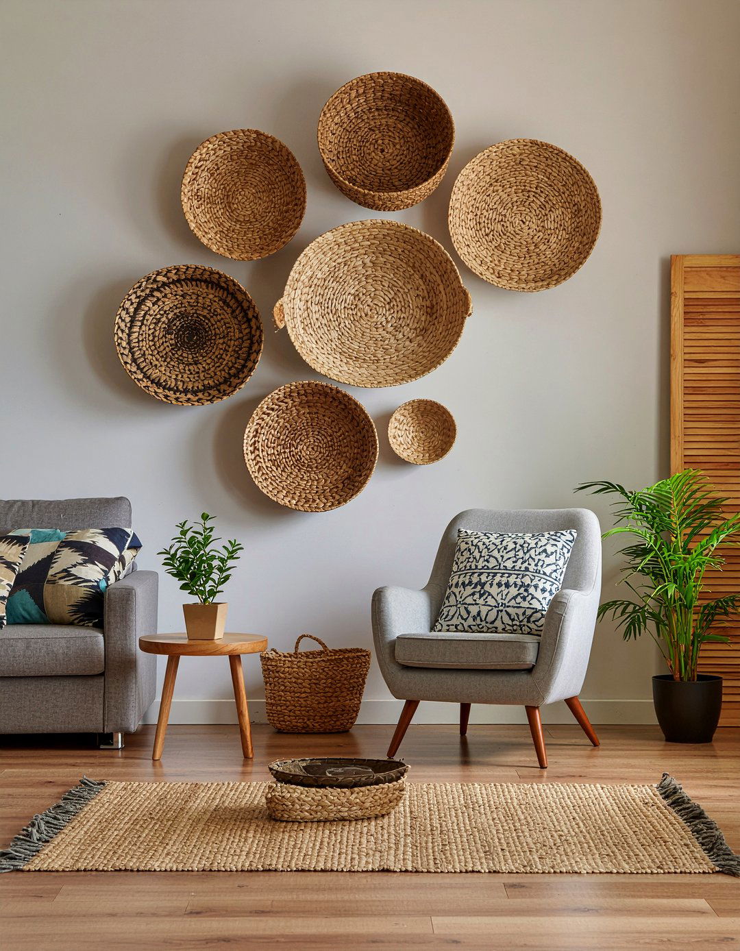 Woven Basket Wall Decor - 30 safari living room ideas