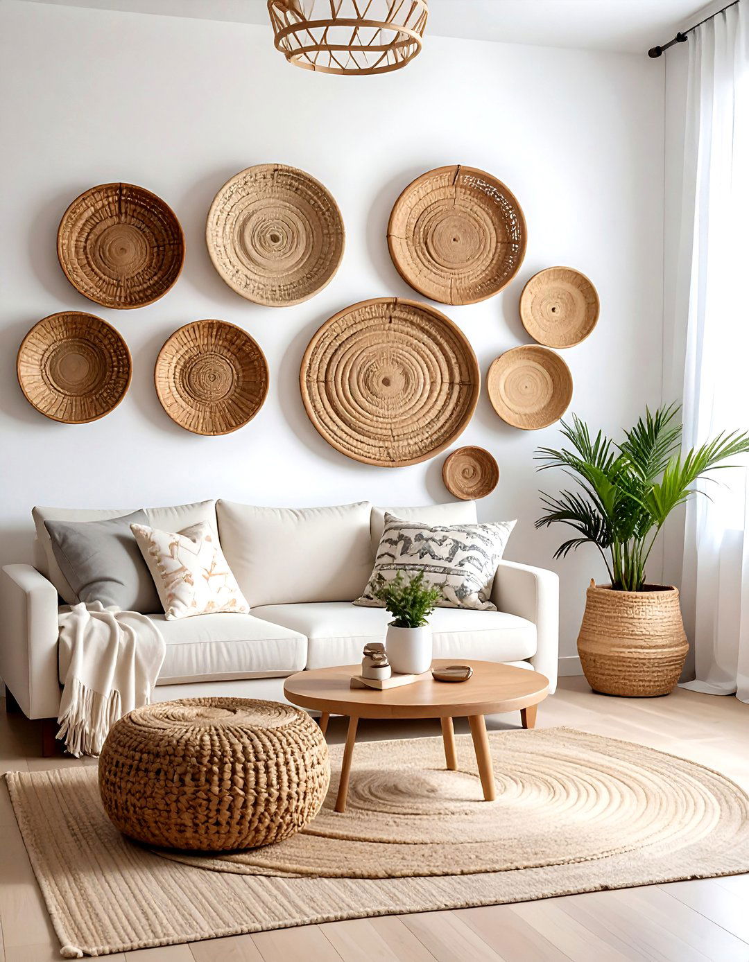 Woven Basket Wall Gallery - 30 upcycled decor ideas