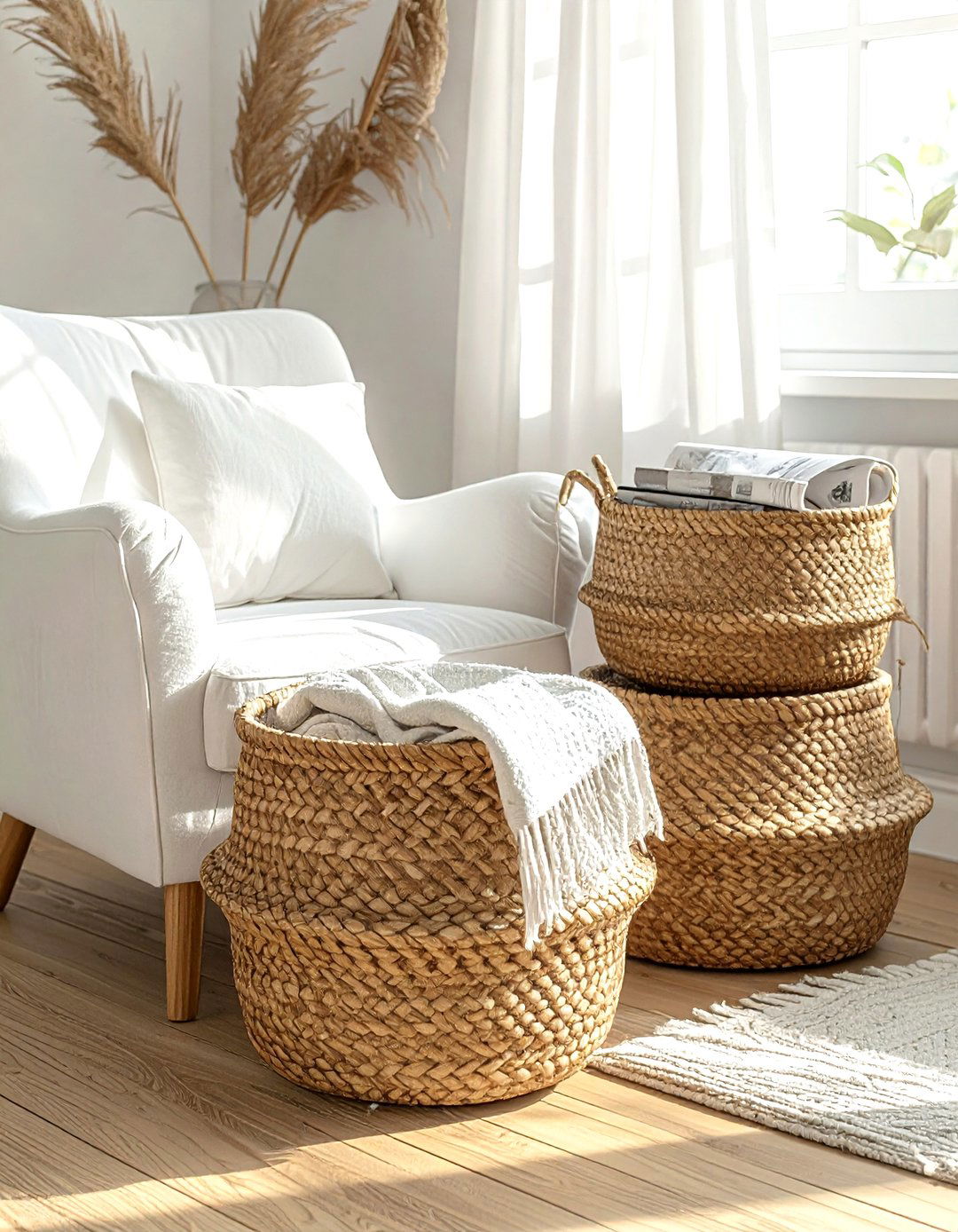 Woven Baskets - 30 living room organization ideas