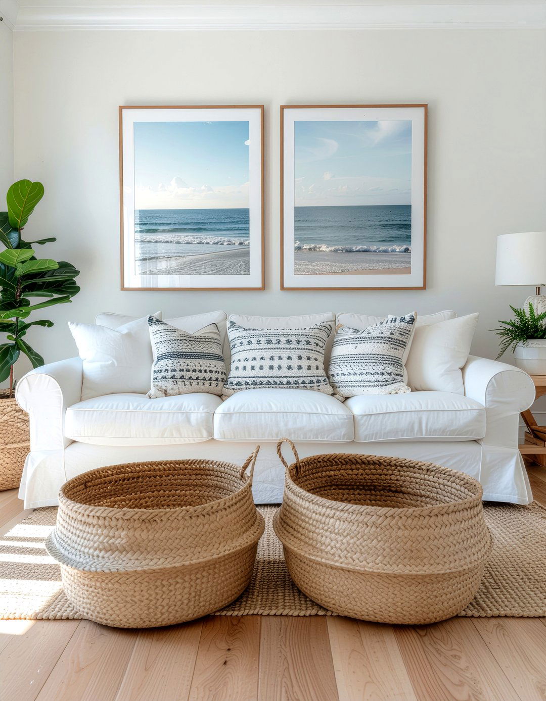 Woven Baskets - 30 coastal living room ideas