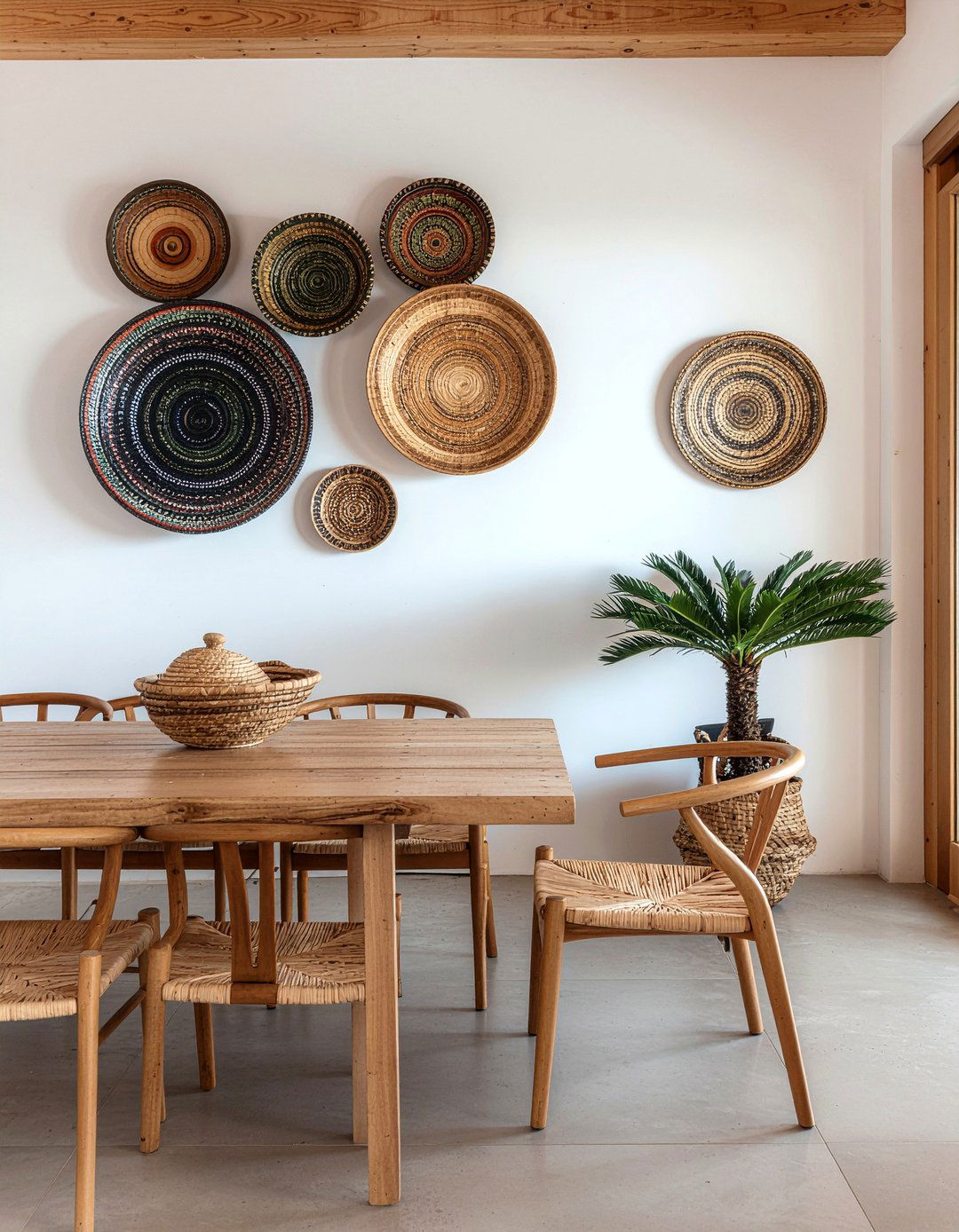 Woven Baskets Wall Decor - 30 dining room on a budget ideas