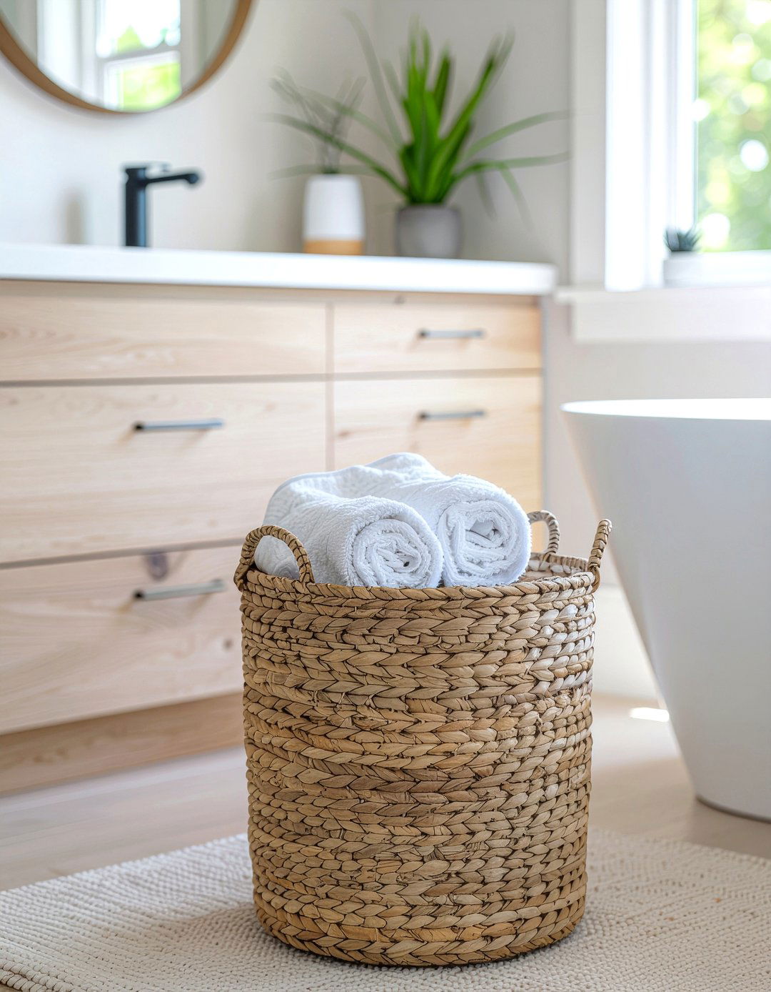 Woven Bathroom Basket - 30 bathroom decor ideas