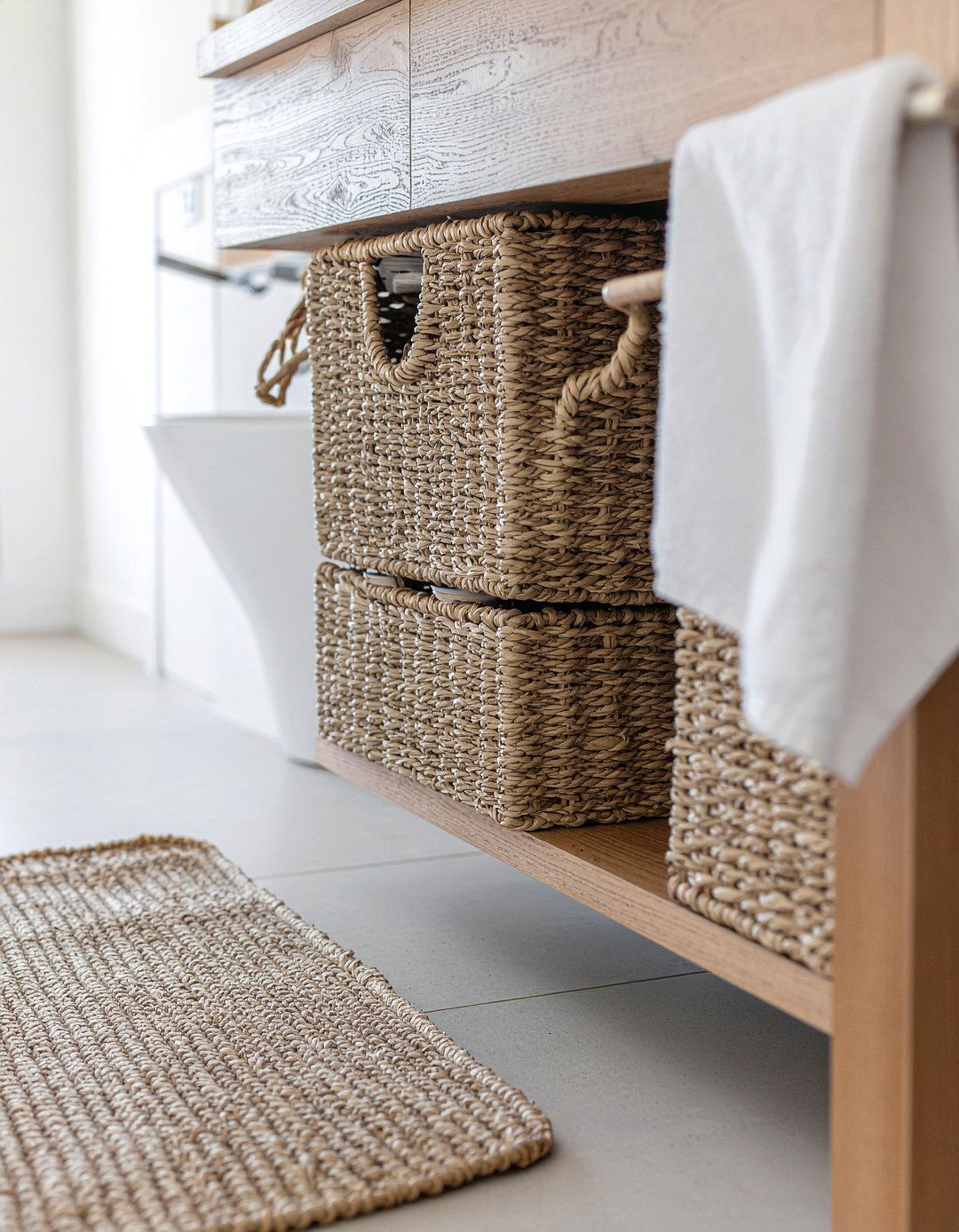 Woven Bathroom Storage Baskets - 30 rustic modern bathroom ideas