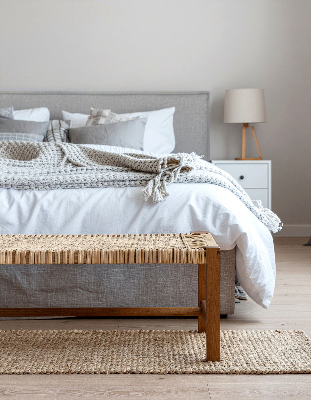 Woven Bench - 30 woven bedroom ideas