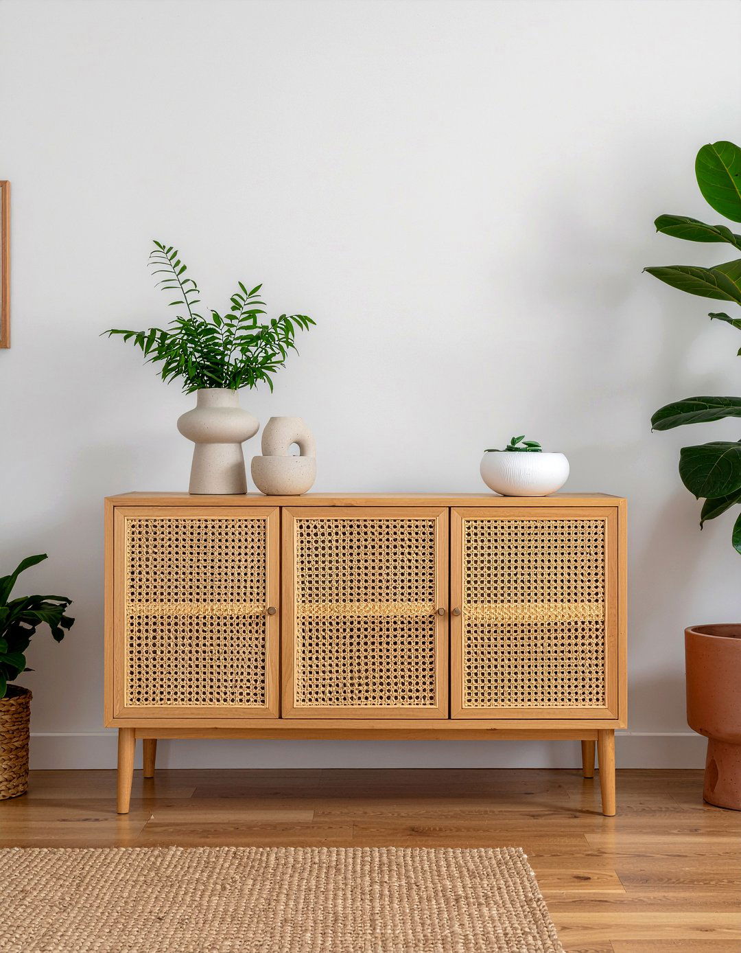 Woven Cane Credenza - 30 living room retro furniture ideas