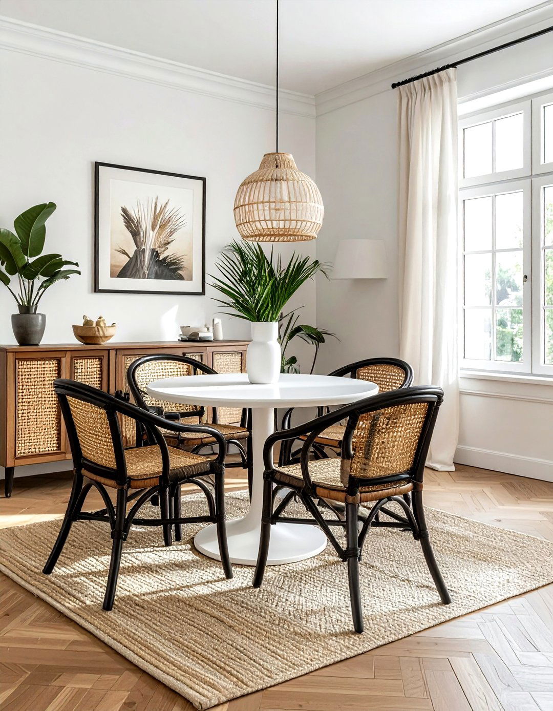 Woven Cane Dining Room - 30 textured dining room ideas