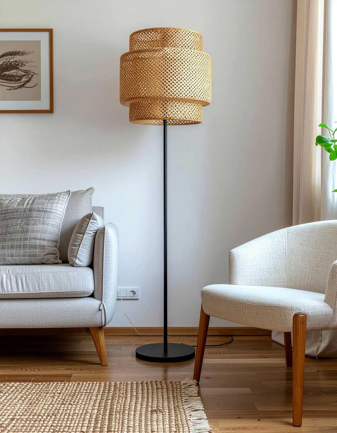 Woven Floor Lamp - 30 handwoven bedroom ideas