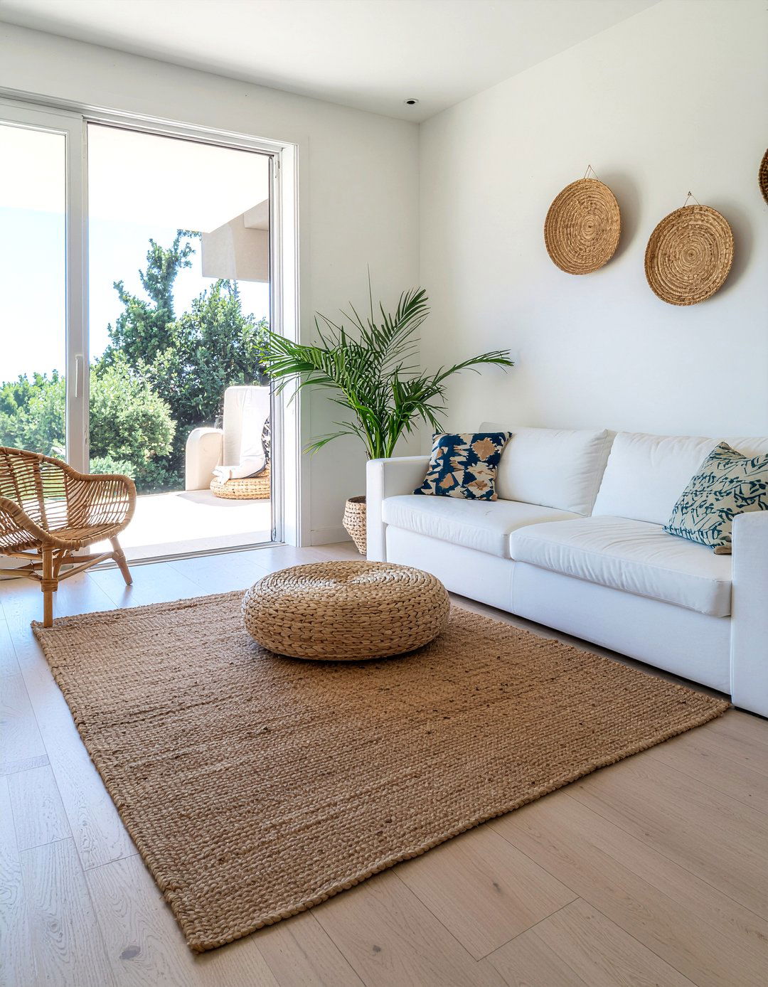 Woven Floor Pouf - 30 living room Mediterranean furniture ideas