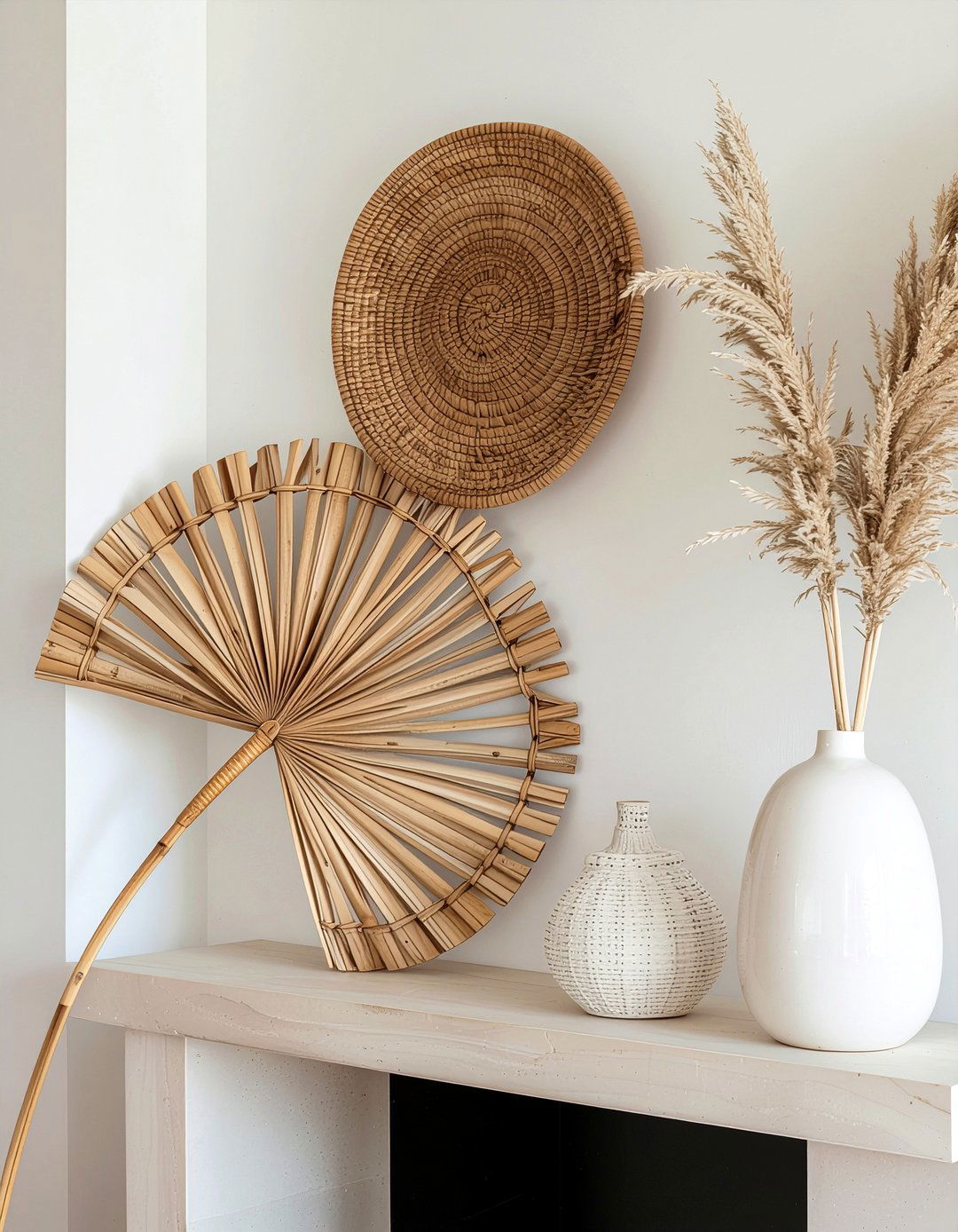 Woven Grass Fan - 30 everyday mantel ideas