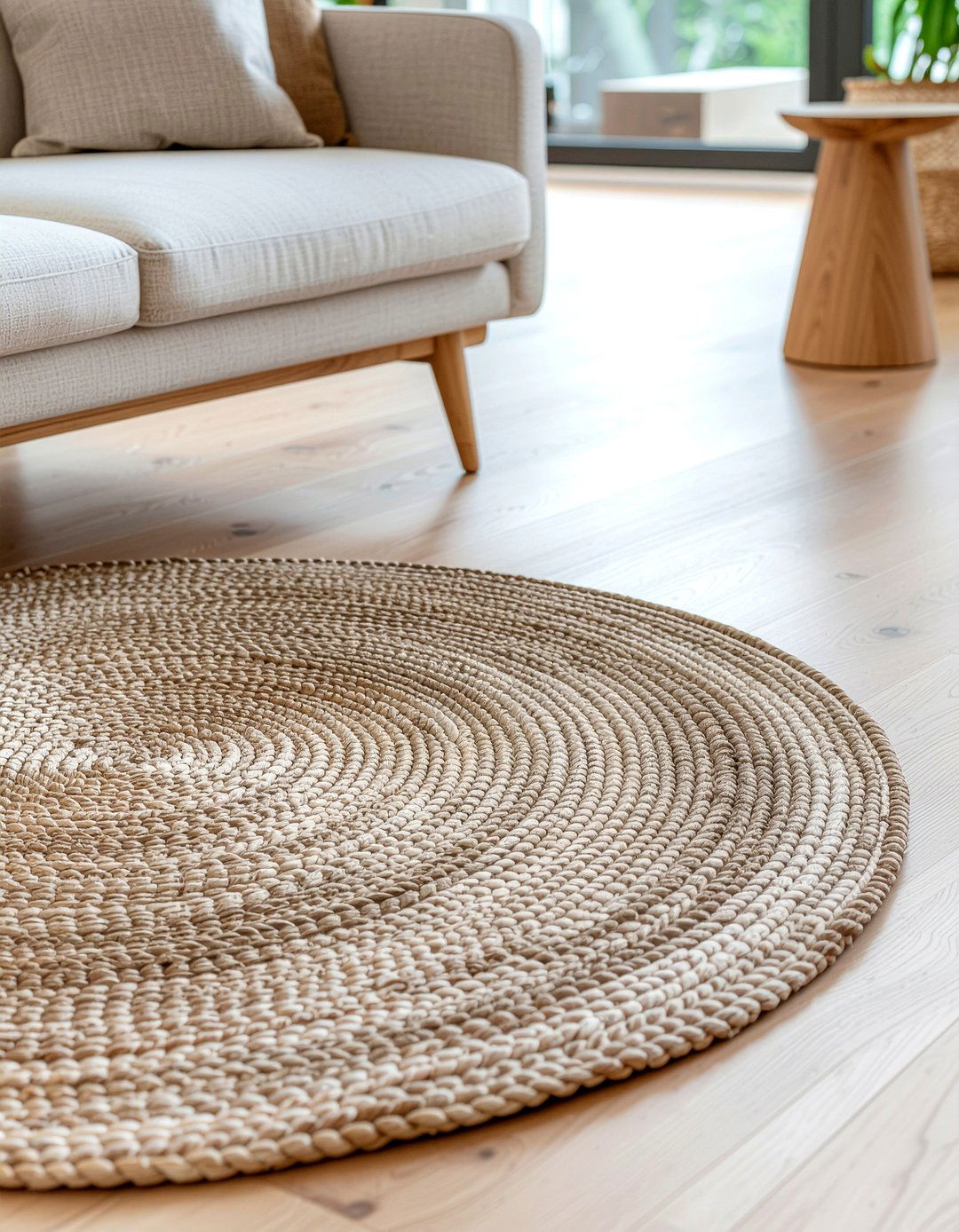 Woven Jute Rug - 30 meditation living room ideas