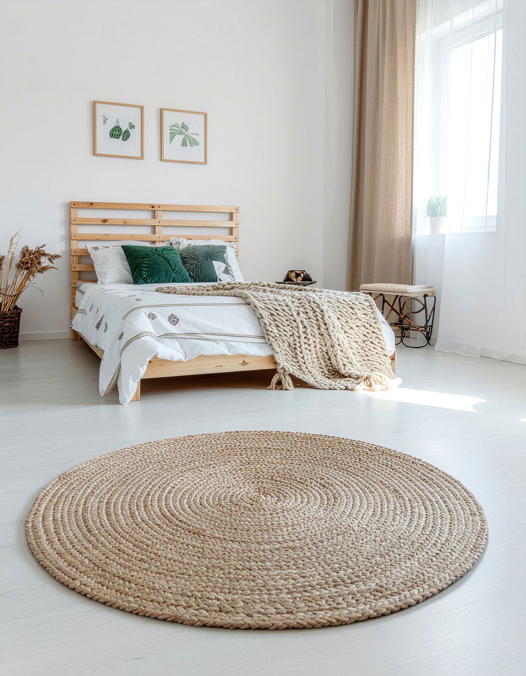 Woven Jute Rug - 30 safari bedroom ideas