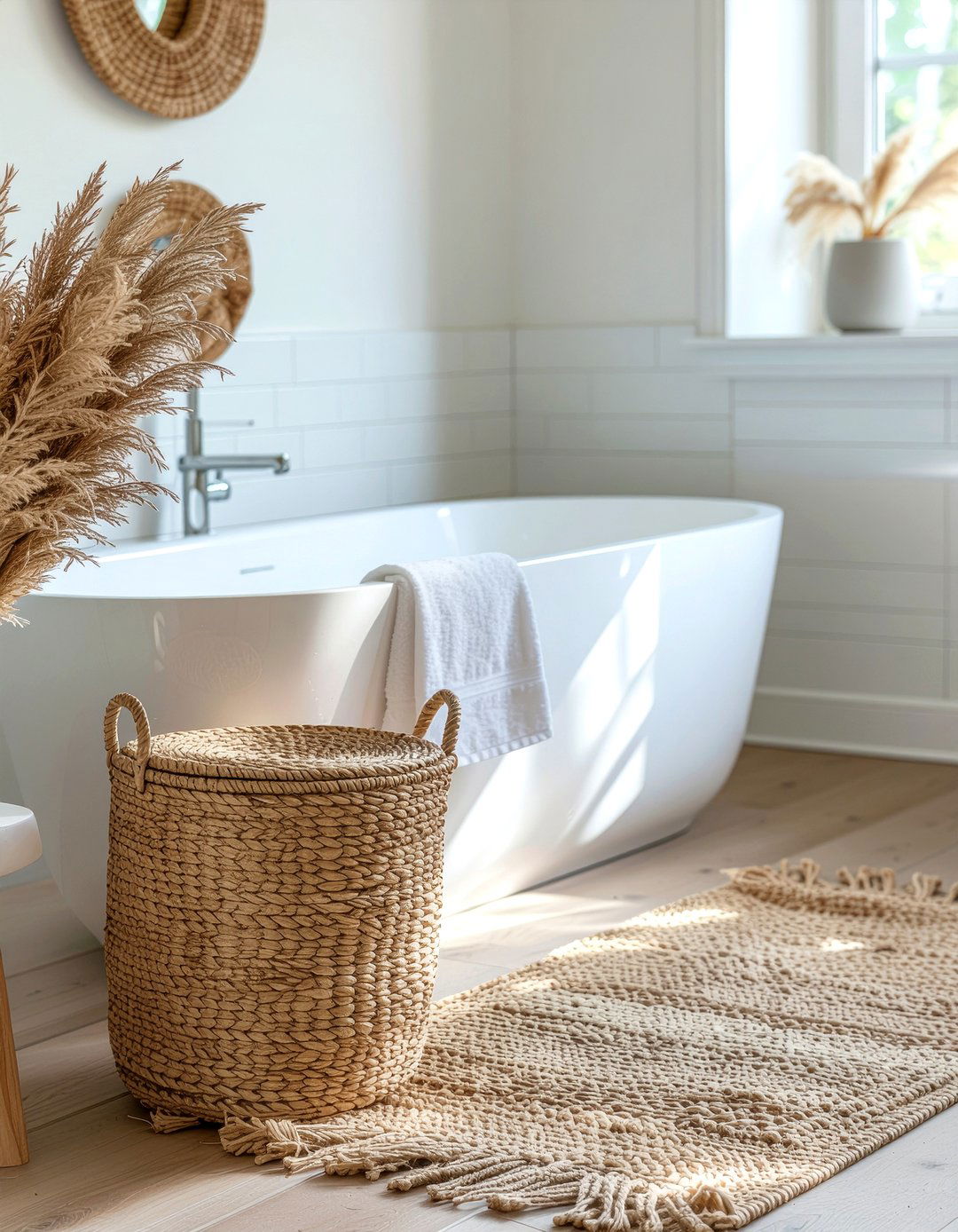 Woven Laundry Basket - 30 Scandinavian bathroom ideas