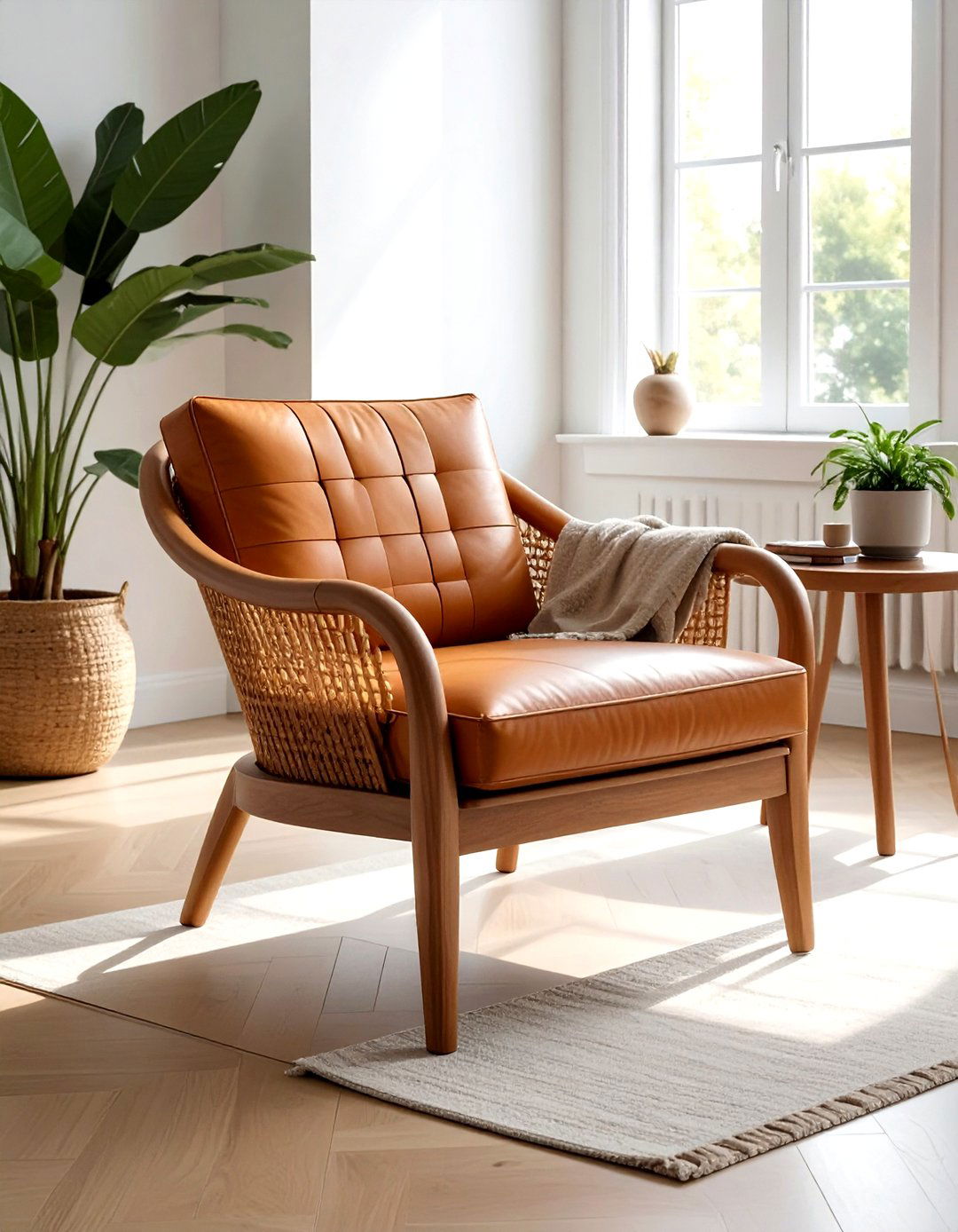 Woven Leather Chair - 30 living room modern furniture ideas