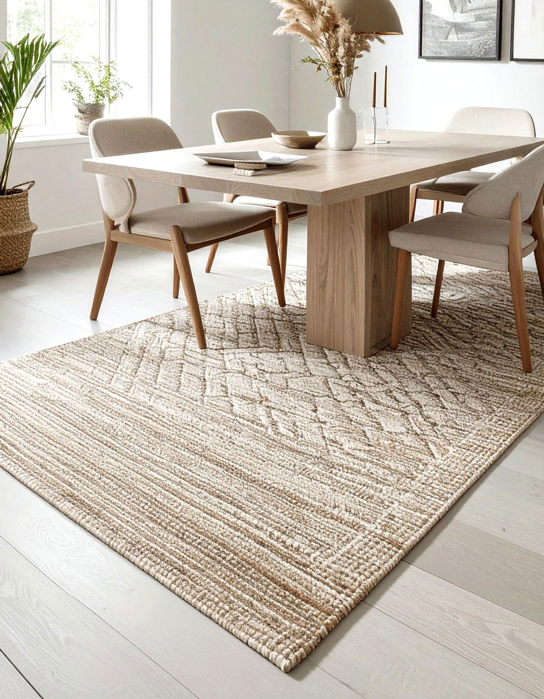 Woven Linen Area Rug - 30 linen dining room ideas