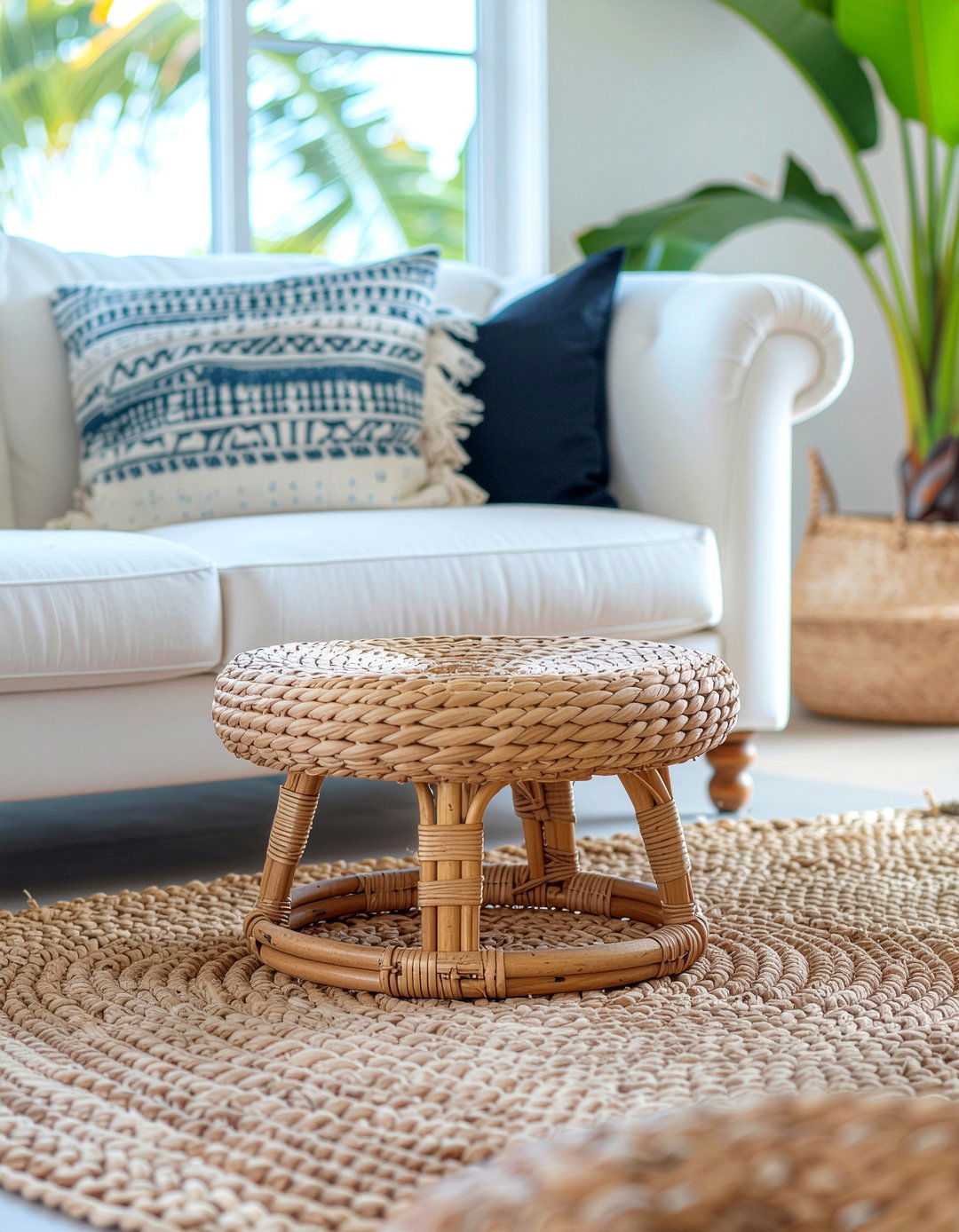 Woven Palm Stool - 30 living room Mexican furniture ideas