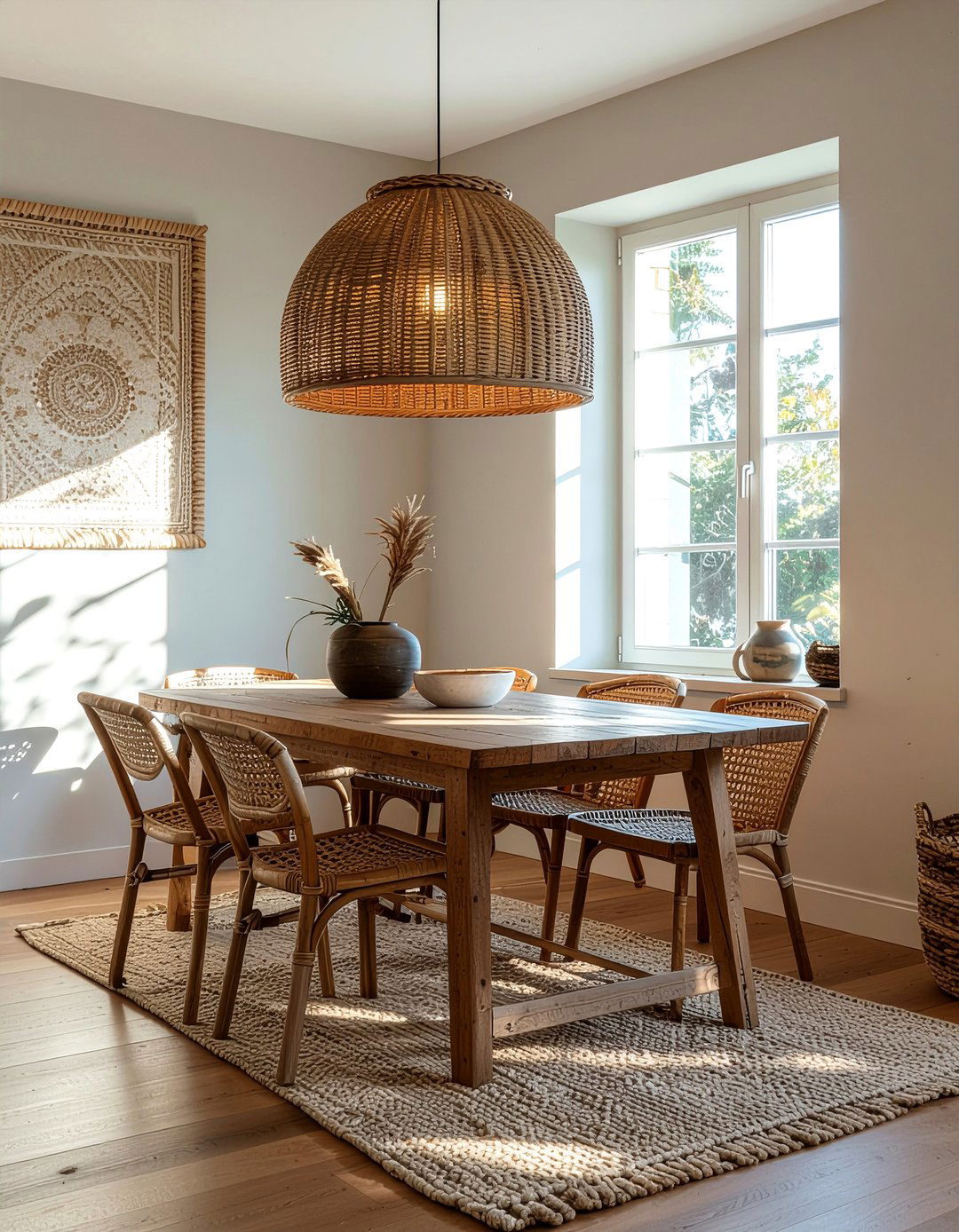 Woven Pendant Light - 30 earthy dining room ideas