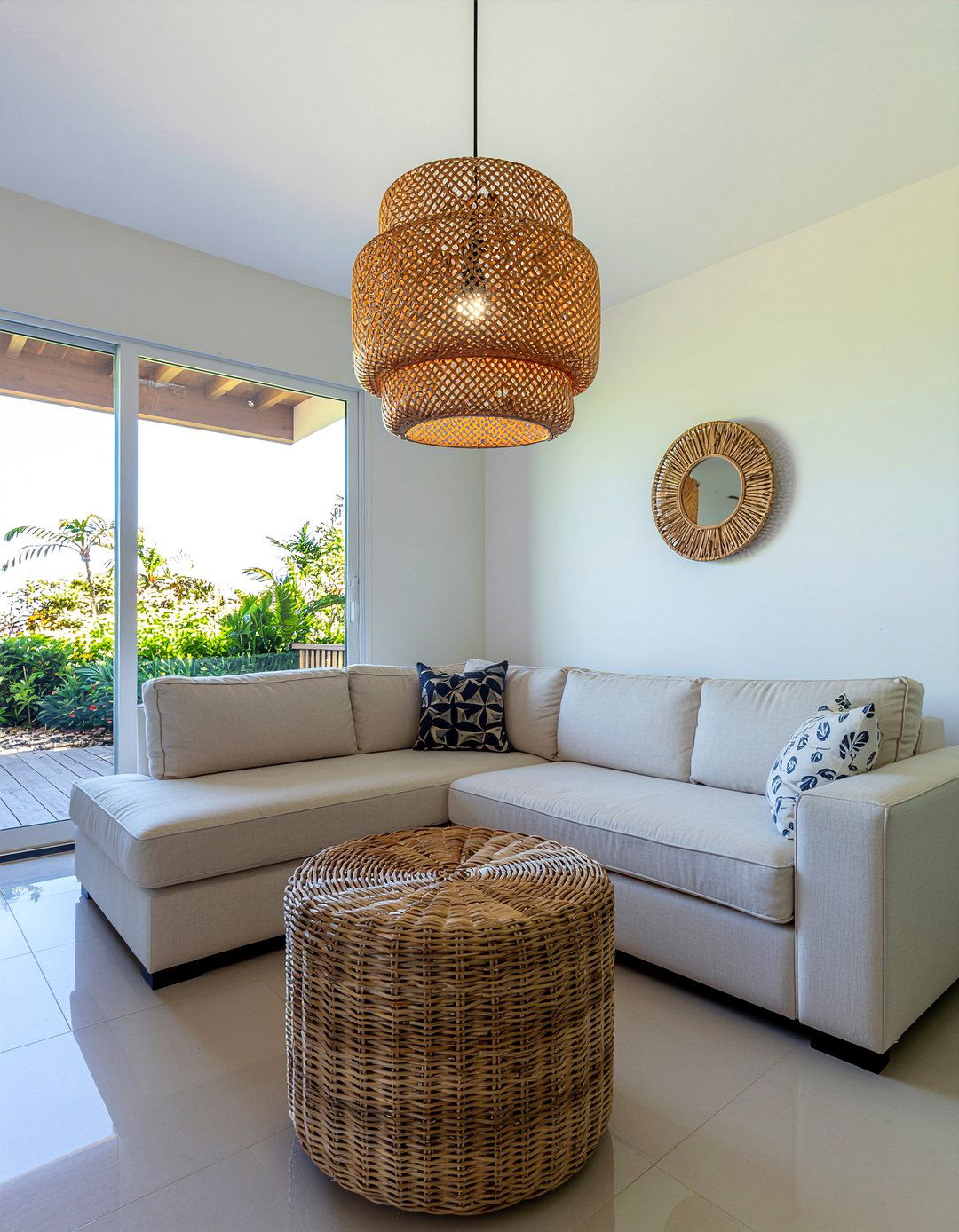 Woven Pendant Light - 30 Caribbean living room ideas