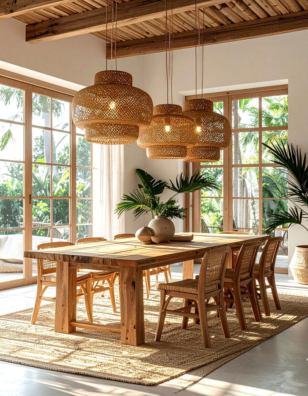 Woven Pendant Lighting - 30 Indonesian dining room ideas
