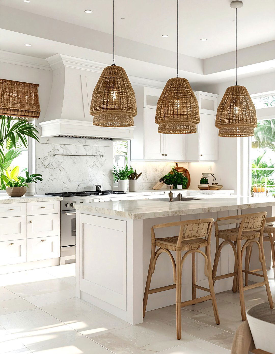 Woven Pendant Lights - 30 Caribbean kitchen ideas