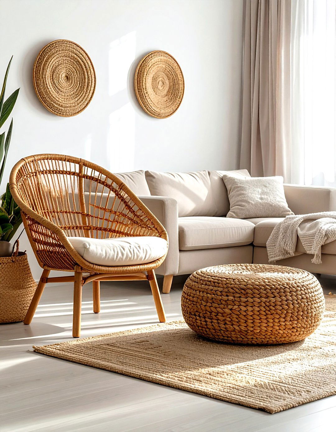 Woven Rattan Accents - 30 taupe and white living room ideas
