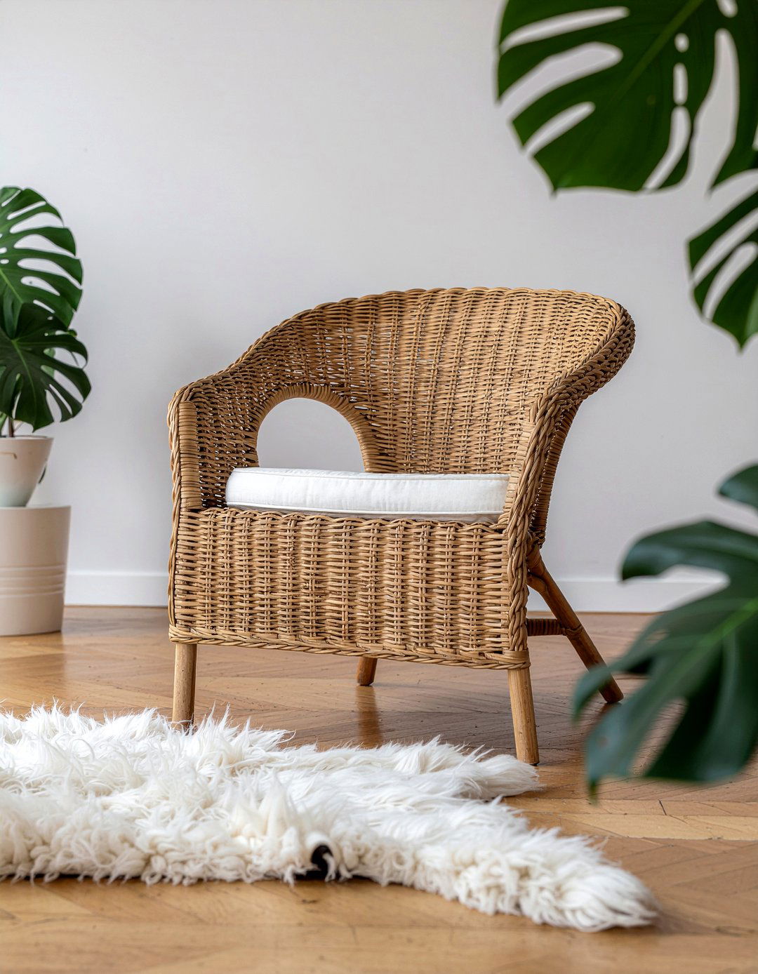 Woven Rattan Armchair - 30 living room Danish modern furniture ideas
