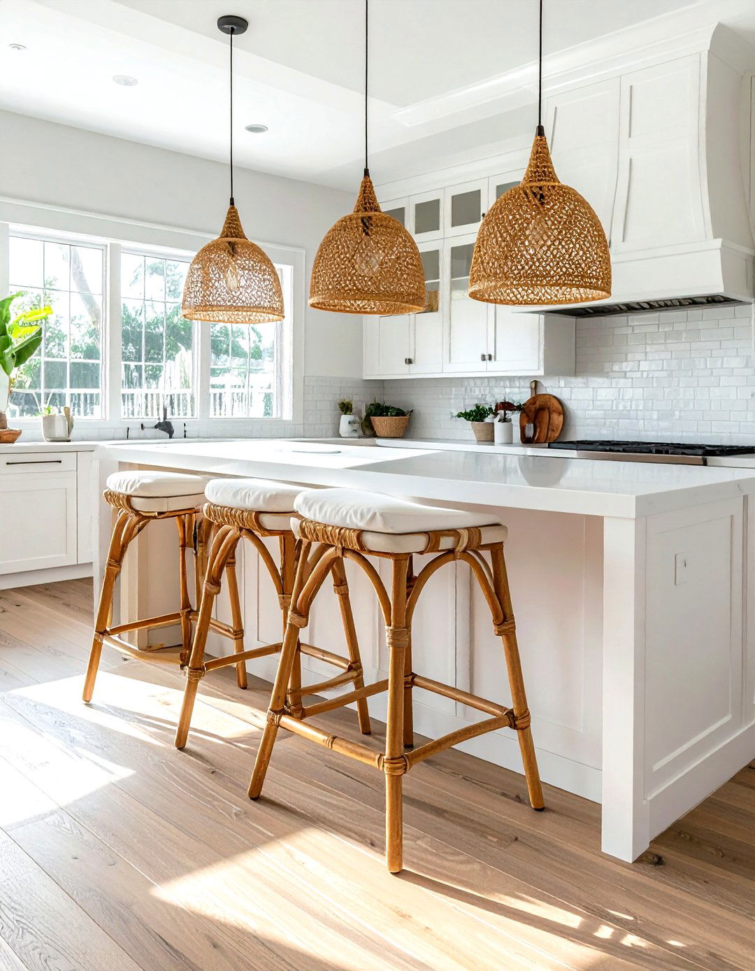 Woven Rattan Bar Stools - 30 Southern kitchen ideas