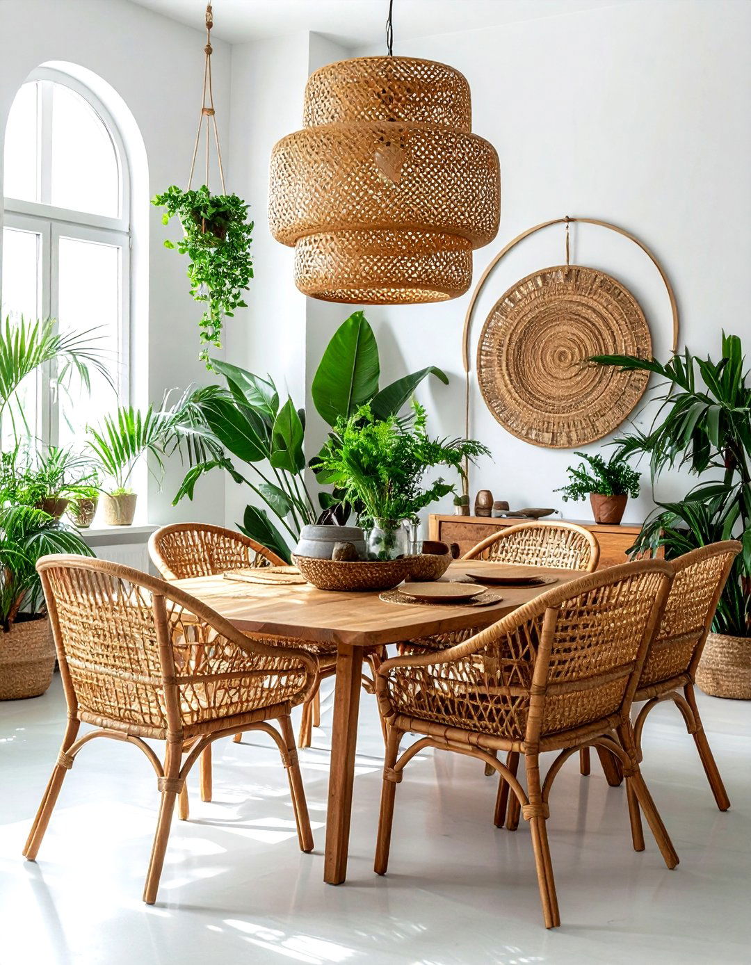 Woven Rattan Brown - 30 brown dining room ideas