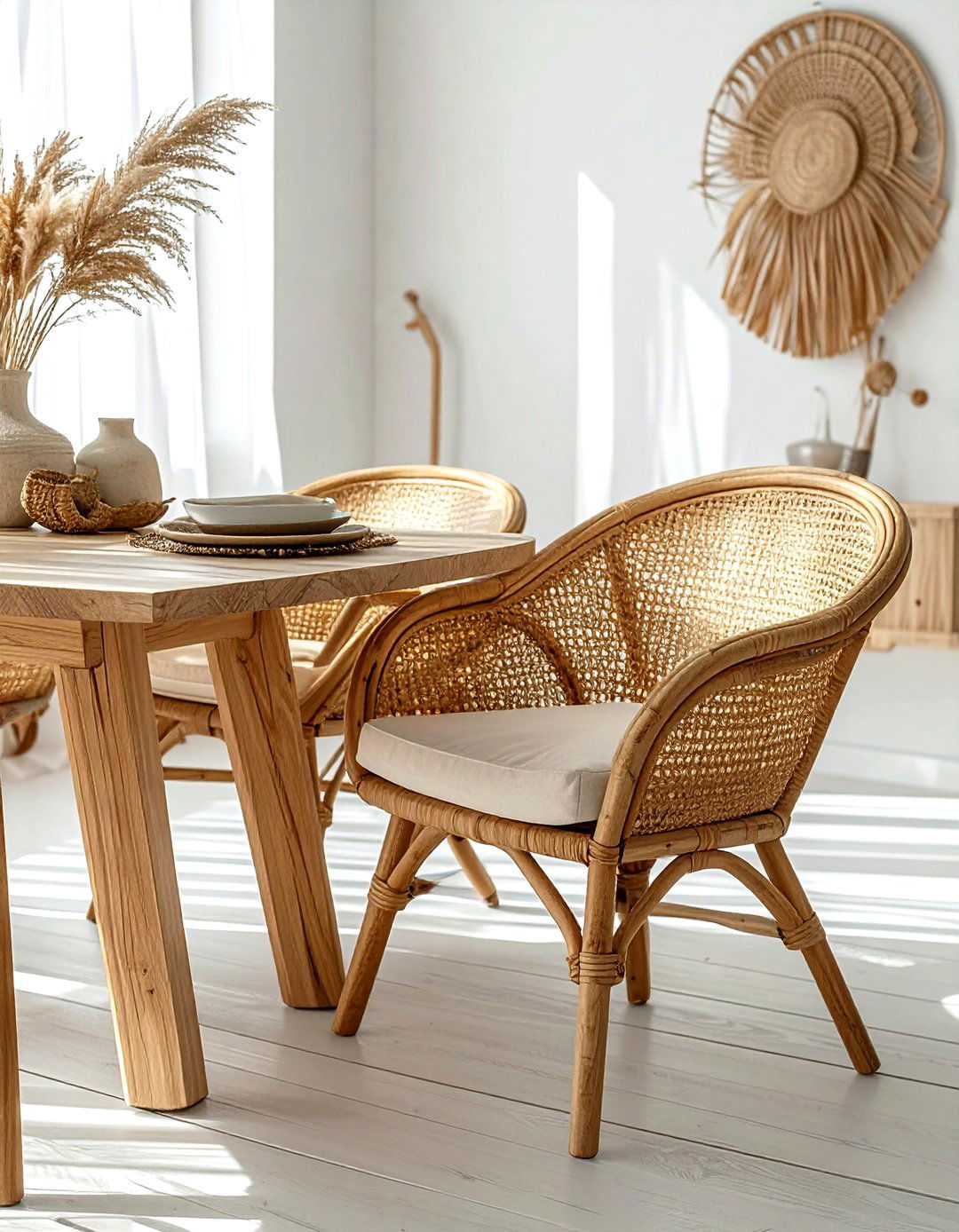 Woven Rattan Chair - 30 zen dining room ideas