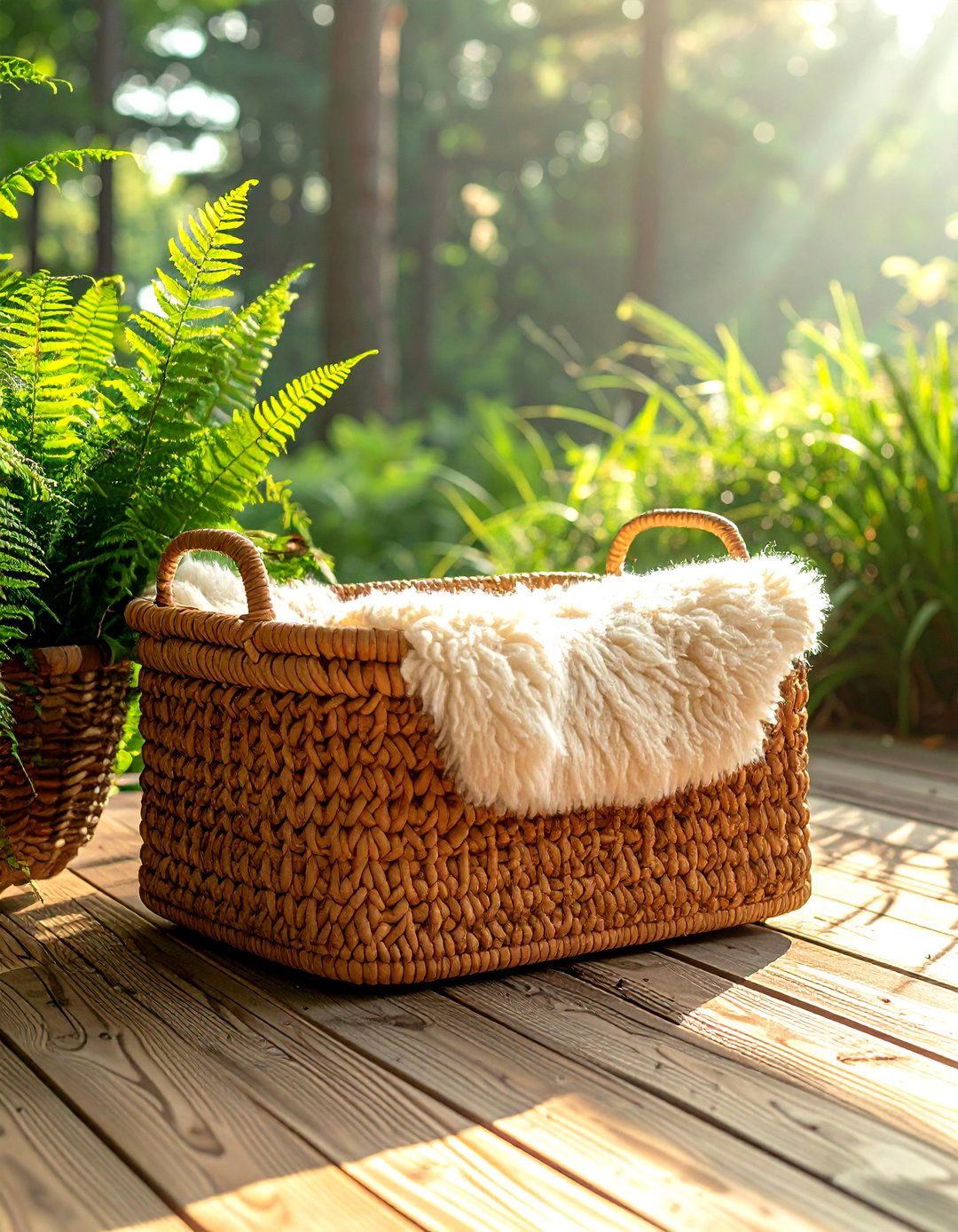 Woven Rattan Dog Basket - 30 pet bed living room ideas