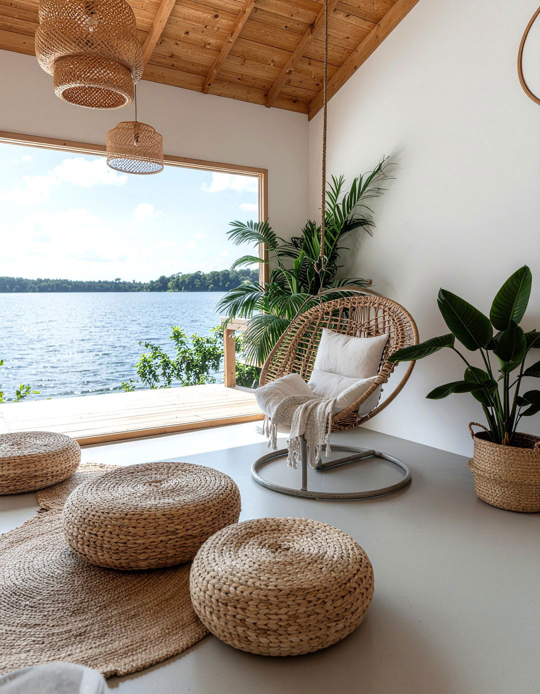 Woven Rattan Furniture - 30 lake house living room ideas