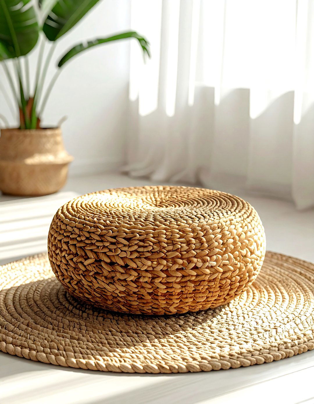 Woven Rattan Ottoman - 30 living room ottomans