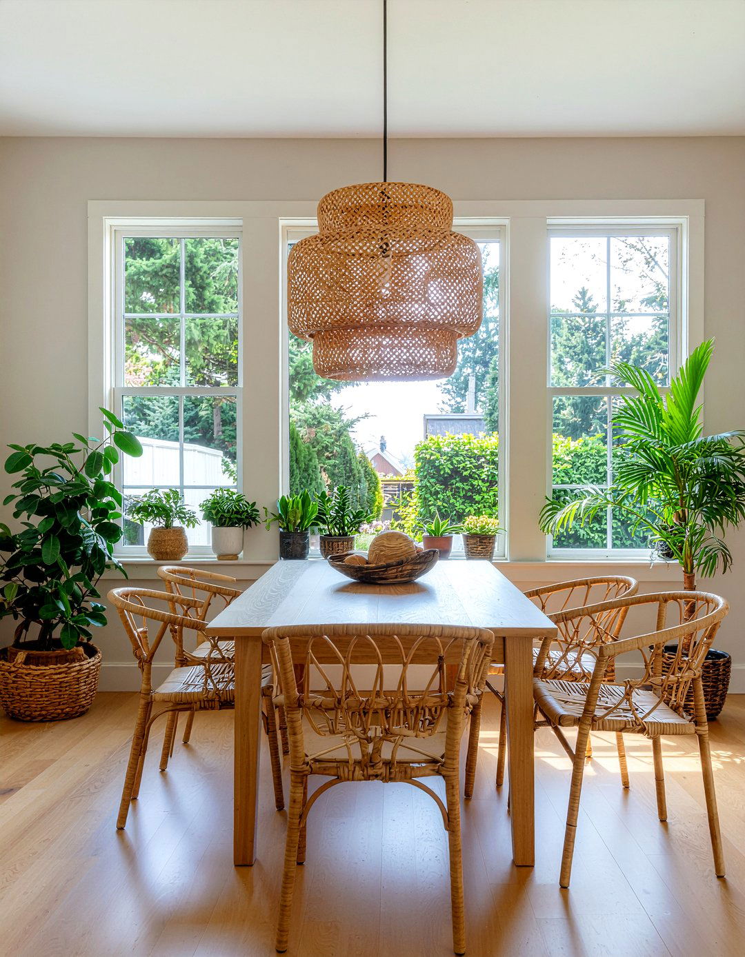 Woven Rattan Pendant - 30 farmhouse chandelier dining room ideas