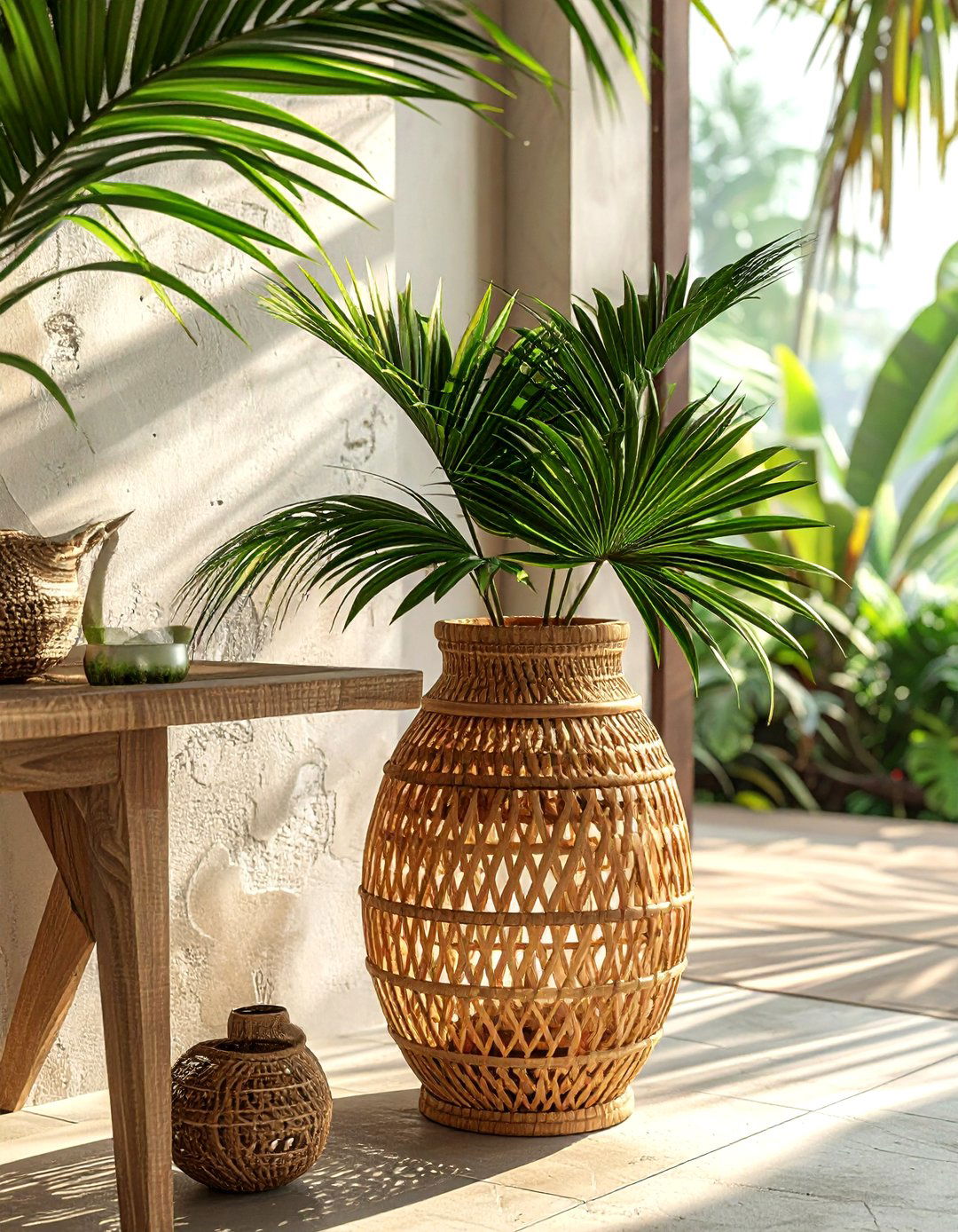 Woven Rattan Sleeve Vase - 30 table vase ideas
