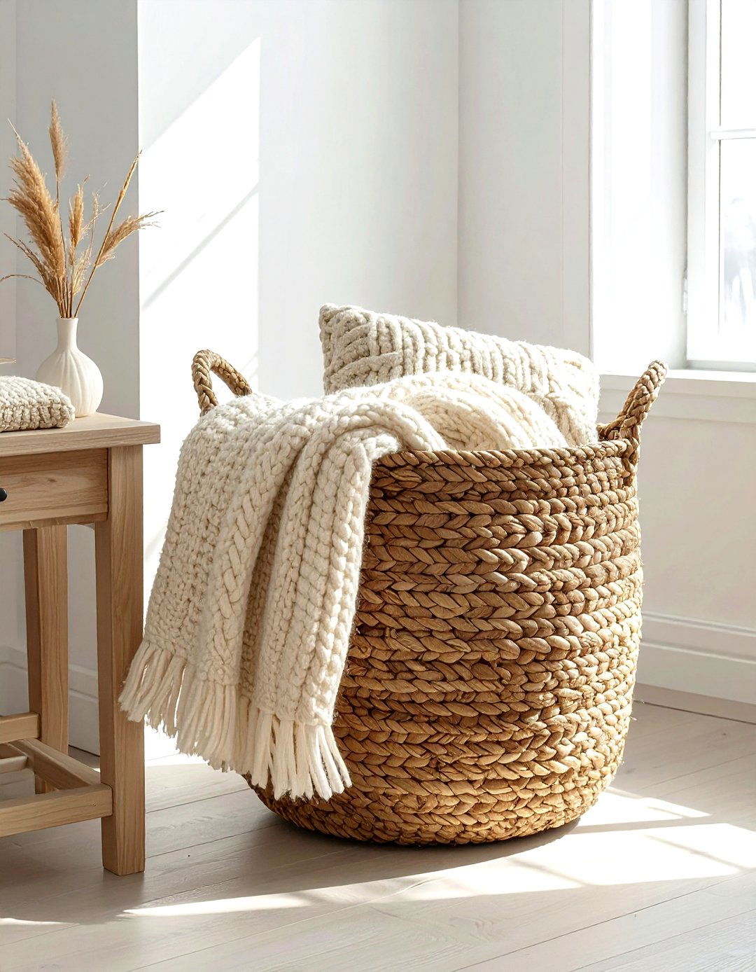 Woven Seagrass Basket - 30 blanket basket ideas