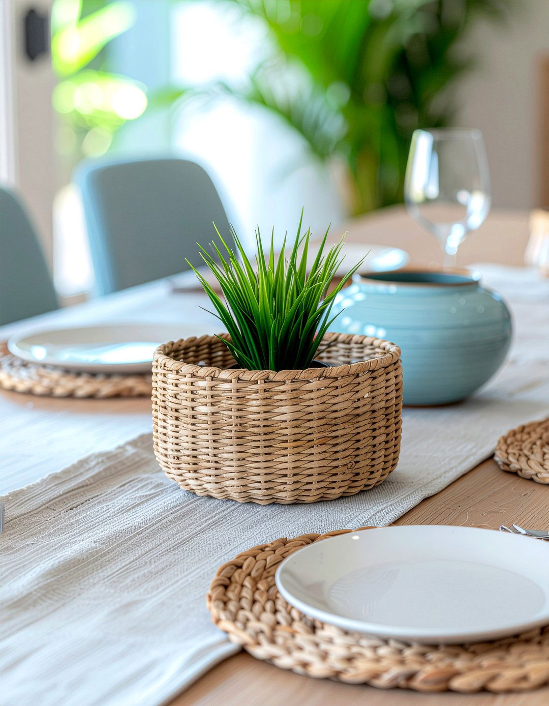 Woven Seagrass Basket - 30 minimalist centerpiece dining ideas
