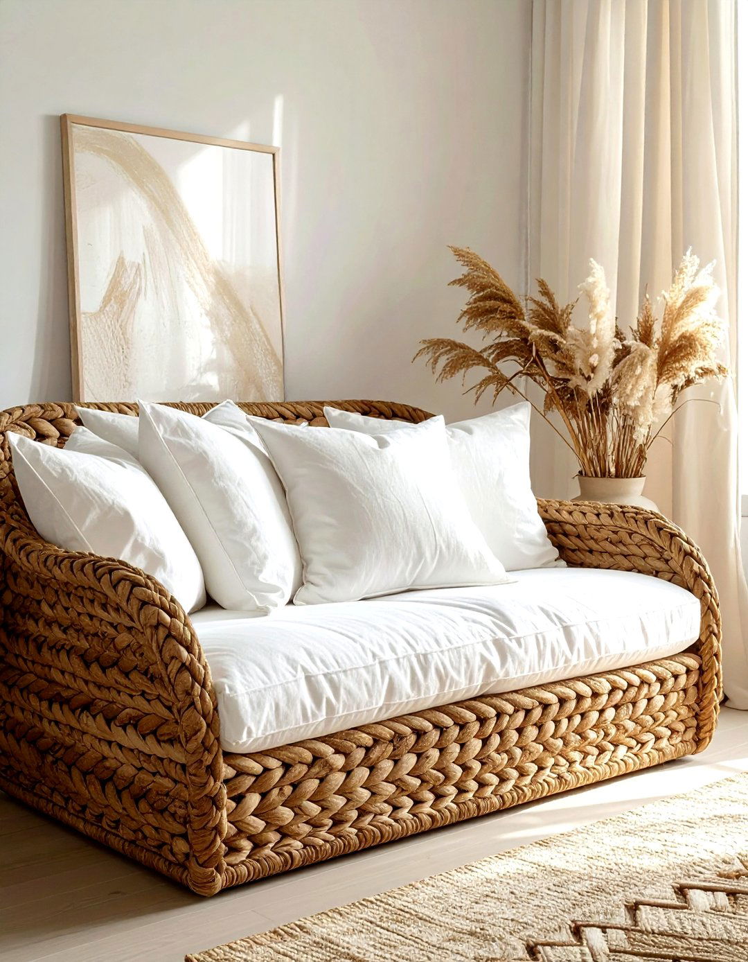 Woven Seagrass Basket - 30 soft texture living room ideas