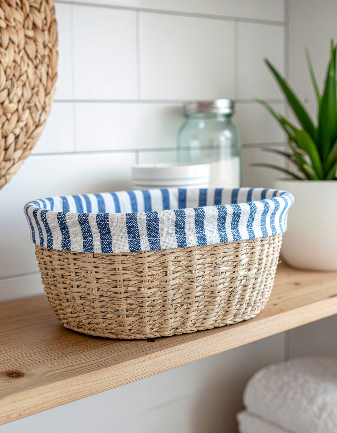 Woven Seagrass Basket Liner - 30 bathroom textile accent ideas