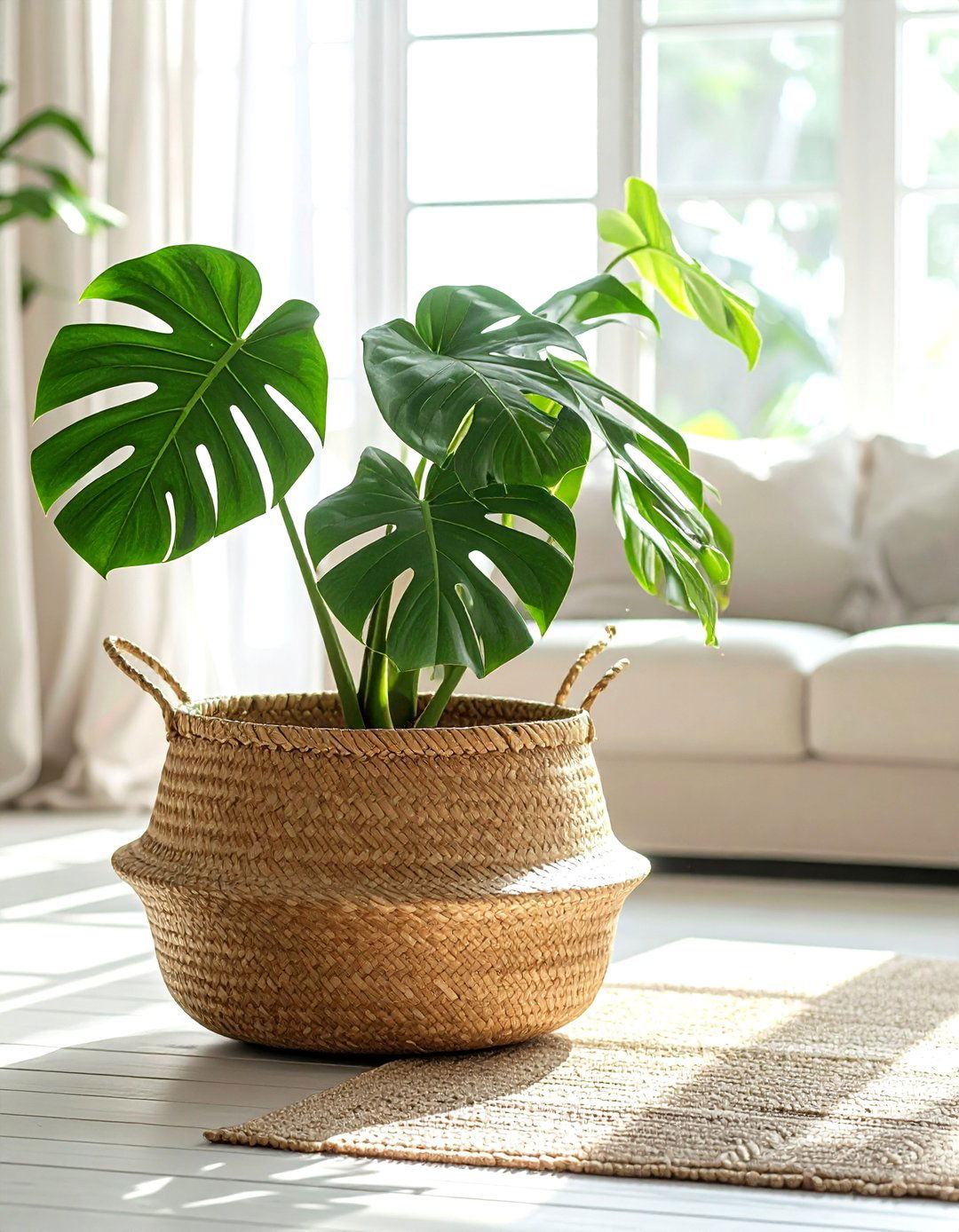 Woven Seagrass Basket Planter - 30 planter ideas