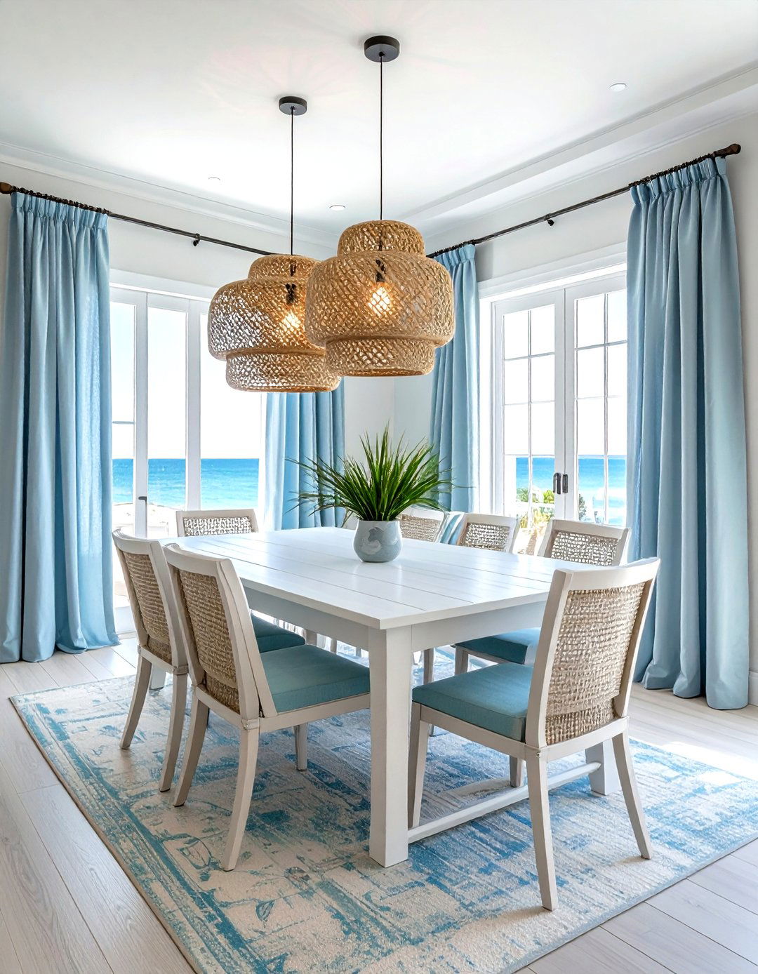 Woven Seagrass Light - 30 low hanging pendant dining room ideas