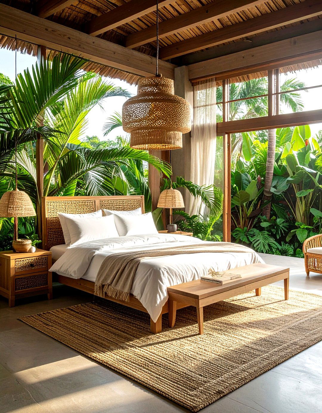 Woven Seagrass Pendant - 30 bedroom pendant lighting ideas