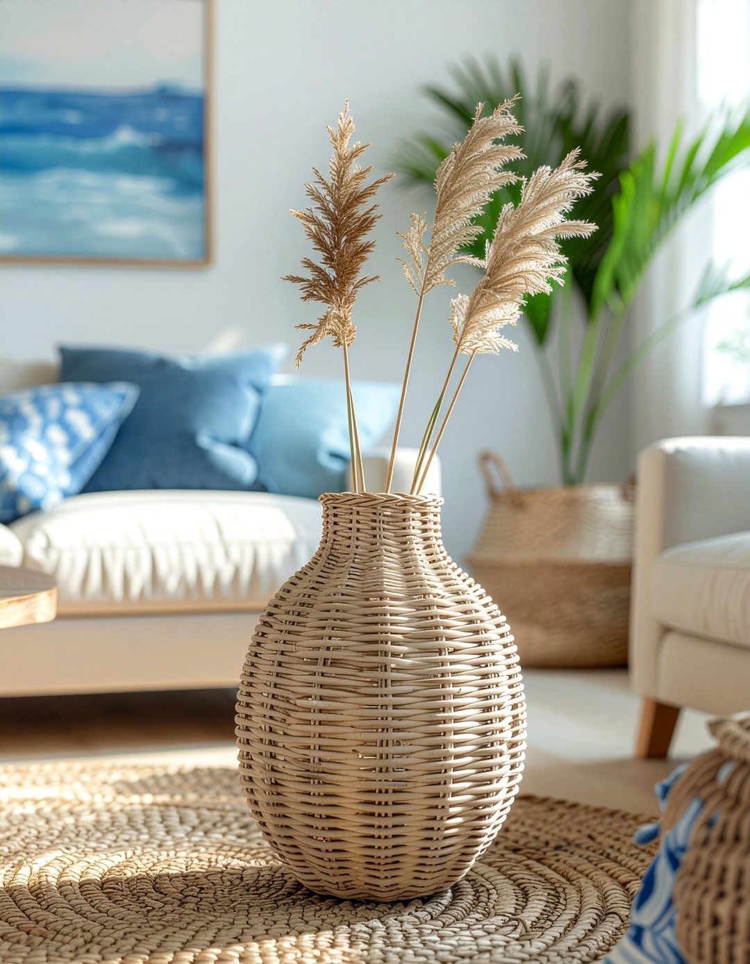 Woven Seagrass Vase - 30 living room vase ideas