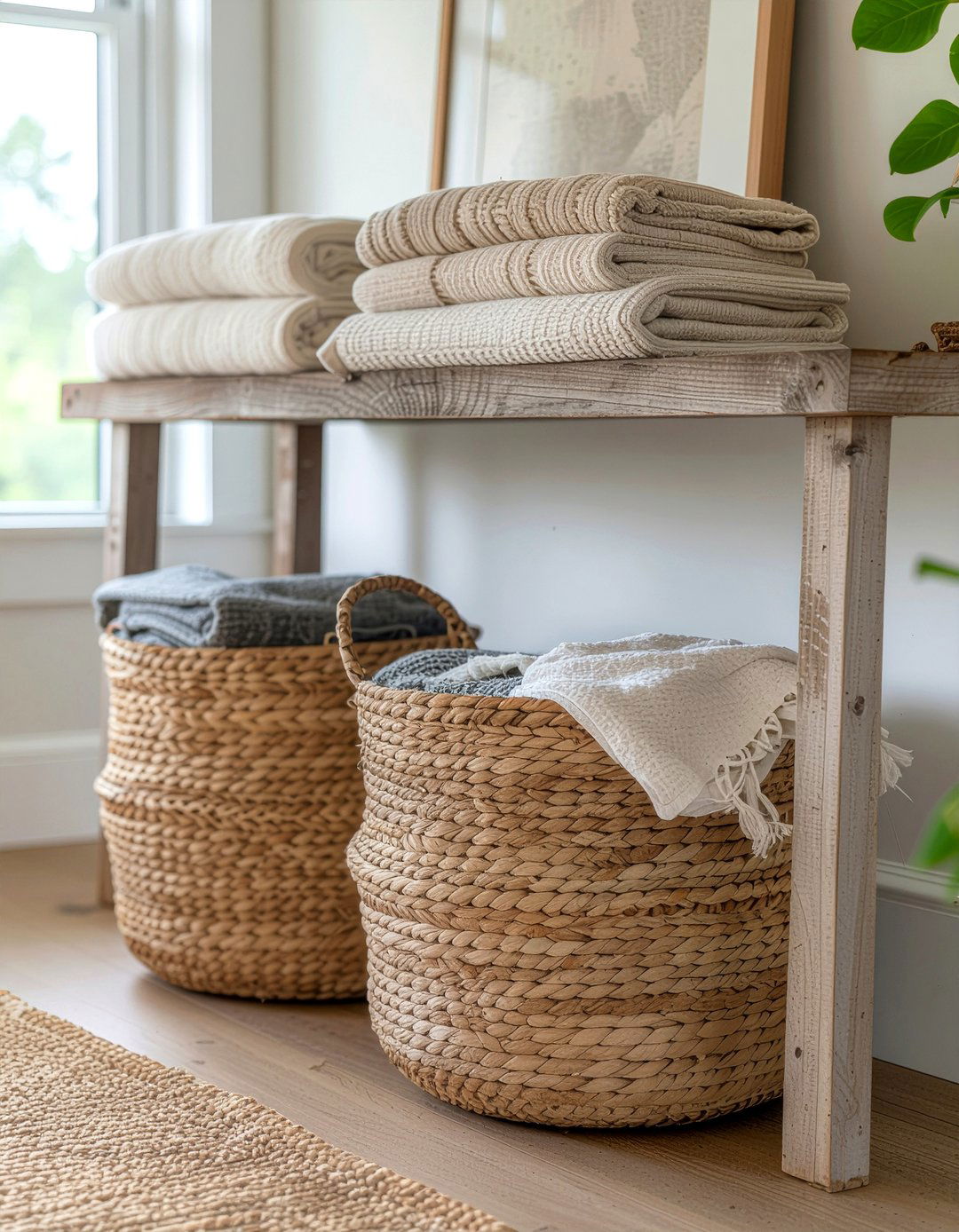 Woven Storage Basket - 30 entryway table decor ideas
