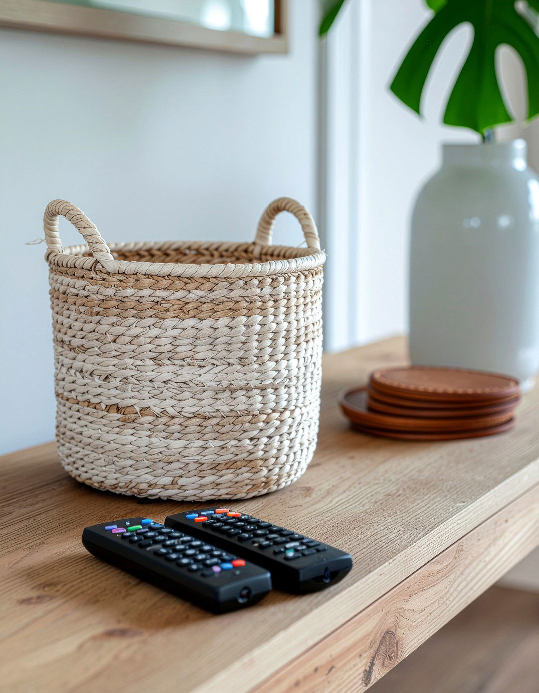 Woven Storage Basket - 30 living room remote control storage ideas