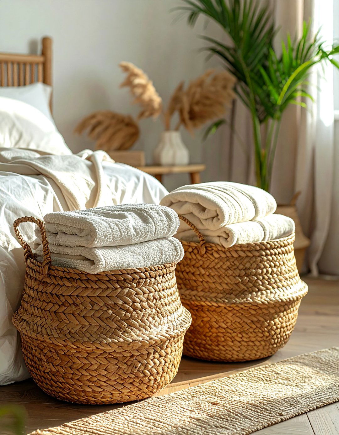 Woven Storage Baskets - 30 beige bedroom accessories ideas